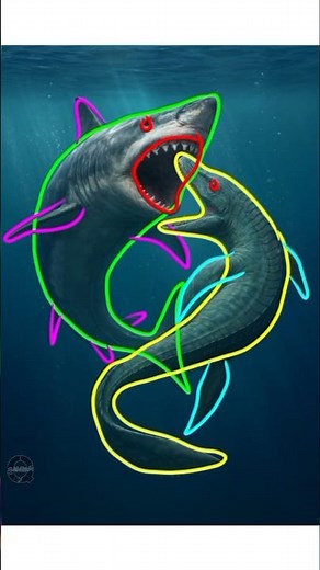 Megalodon vs Mosasaurus - Line Art 028 #shorts #drawing #seamonsters #howtodraw #jurassicworld #art
