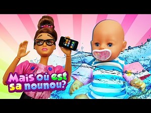Baby Born Emily seule près d'une piscine profonde! Vidéo pour enfants en français.