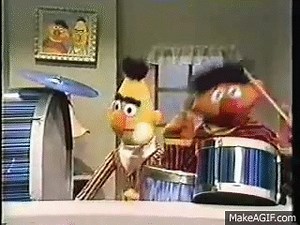 Classic Sesame Street - Ernie and Bert play the drums on Make a GIF