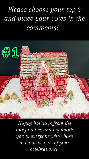 It’s time for our 11th annual gingerbread competition! The competition getting tougher each year. Please choose your top 3 and place your votes in the comments! Happy holidays from the our families and big thank you to everyone who chose to let us be part of your celebrations!