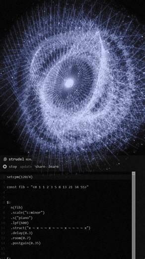 Carole on Instagram: "Genuary 03 — Fibonacci Forever A melody generated from the Fibonacci sequence in Strudel, mapped onto the growth of a recursive L-system. #genuary #genuary3 #touchdesigner #generativeart #creativecoding"