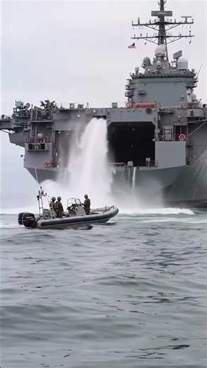 That's a LOT of water coming out of that ship! 💦 #Naval