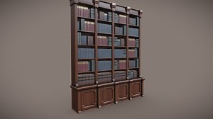 Antique wooden bookcase - Game model - Download Free 3D model by Lorenzo Drago (@LorenzoDrago)