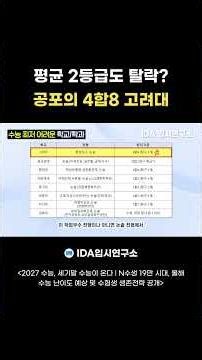 평균 2등급도 탈락? 공포의 4합 8 고려대