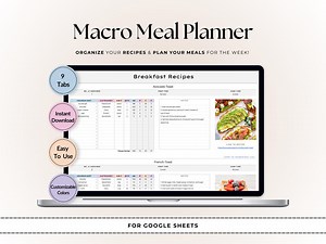Macro Meal Planner: Google Sheets Recipe Organizer (digital Download) - Etsy