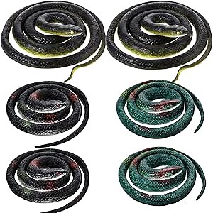 6 Pieces Rubber Snakes Realistic for Halloween Decoration Large Fake Garden Snake to Keep Birds Away Scare Squirrels in 2 Sizes 47 Inches and 29 Inches, Black Lifelike Toys for Garden Prank Props
