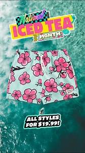 Dip and dive into the start of summer and shop our swim trunk sale! For a limited time, all of our colorful, printed styles are just $19.99! | Arizona Iced Tea