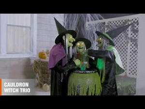 NEW FOR 2019 Home Depot EXCLUSIVE Enchanting Cauldron Witch Trio Halloween Animatronic