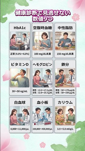健康診断で見逃せない数値9つ #健康診断 #健康診断結果 #検査結果 #血液検査 #健康数値#HbA1c