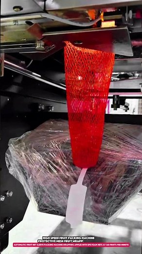 Automatic Fruit Net Sleeve Packing Machine Wrapping Apples with EPE Foam Nets at 120 Fruits/minuite
