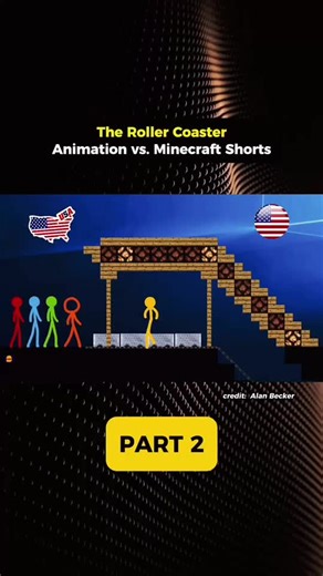 The Roller Coaster- Animation vs Minecraft- P2 #animation #minecraft #stickman #shorts #alanbecker