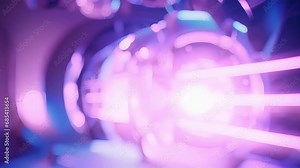 Closeup of a cancer treatment machine emitting focused beams of gamma rays, demonstrating the use of this powerful energy to target and destroy cancerous cells.