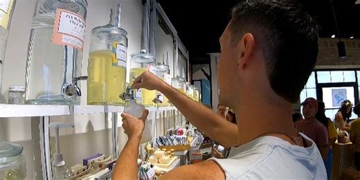 Reduce plastic pollution by using zero waste refill stations, sustainable products