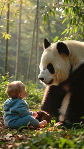 Baby Meets a Gentle Panda 🐼✨ | Heartwarming Moment #BabyAndPanda#HeartwarmingMoment#animals #shorts