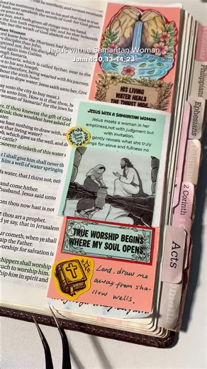 Faithtag on Instagram: "Jesus with a Samaritan Woman John 4:10,13-14,23 #biblestudy #biblestudytime #biblejournaling #biblejournal #bibleverses #jesuslovesyou #worship #faithtag"