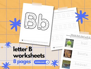 Alphabet Letter B Tracing Preschool Worksheets - Etsy UK