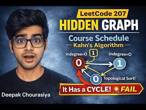 LeetCode 207: Course Schedule | Hidden Graph Problem | Topological Sort | Kahn's Algorithm | Java