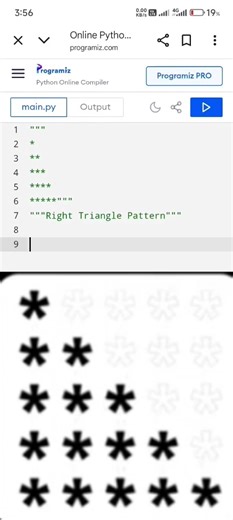 Right triangle Pattern Trick#status #python #pattern #tricks #coding