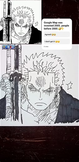 Manga Drawing Zoro, Out Of Shapes | One Piece | 🍏 #onepiece #zoro #art