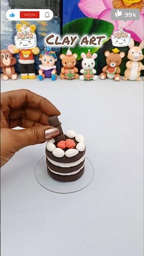 Mini Chocolate Cake 🍫🎂 | Cute Clay Art Idea | Miniature Clay Craft for Decoration#youtubeshorts