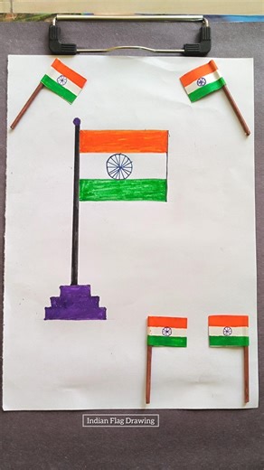 Indian Flag Drawing Step by Step 🇮🇳 | Easy Tiranga Art Tutorial #shorts #drawing #trending