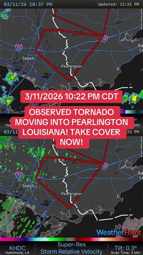 OBSERVED TORNADO MOVING INTO PEARLINGTON LOUISIANA! TAKE COVER NOW! #tornadowarnings #tornado #severeweather #foryou #fyp