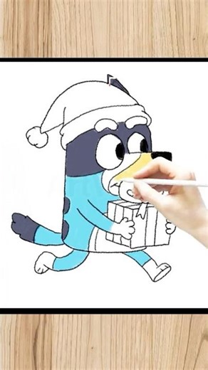 EASY DRAWING 🎁✏️ | Learn to draw BANDIT (Bluey's dad) running with a gift | Step by Step