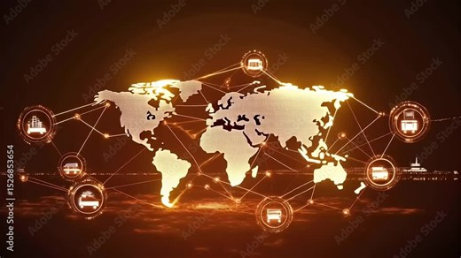 Global Logistics Network Connecting Transportation Modes and Worldwide Locations Stock Video