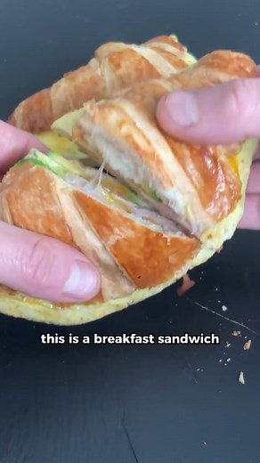 With Ham, Cheese, Jalapeños, Avocado and Eggs 🥰 #FoodHack #croissant #breakfast #ham #avocado #reels | Recipe Champions