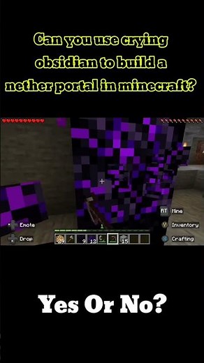 Can You Use Crying Obsidian for a Nether Portal? 🤔 #MinecraftShorts