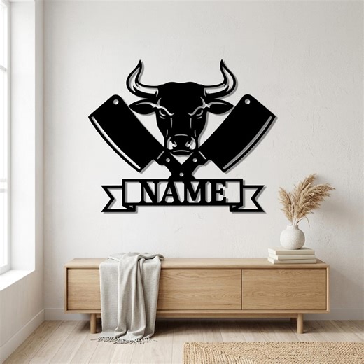 Custom Butcher Shop Metal Sign, Personalized Steakhouse Decor, Rustic Kitchen or Store Sign - Etsy