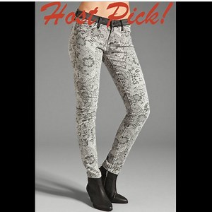 CURRENT ELLIOTT New Jeans Ankle Skinny Light Grey Black Lace Floral Women's HP🎉