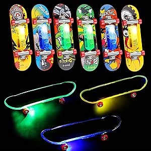 Mini Finger Skateboards for Kids Set of 25, Light up Mini Finger Toys LED Fingerboard Hand Skateboard for Creative Fingertips Movement Sports Finger Skater