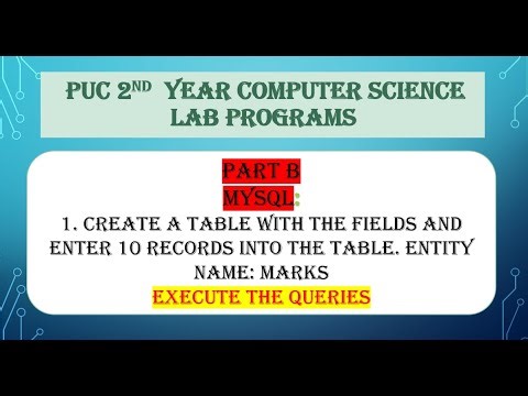 PART B 1:Create a table with the fields & enter 10 records into the MARKS table &EXECUTE THE QUERIES