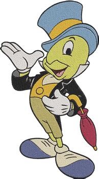 Whimsical Disney Jiminy Cricket cartoon cricket character embroidery designs - I