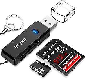SD Card Reader, Beikell High-Speed USB 3.0 SD/Micro SD Card Reader Memory Card Adapter-Supports SD/Micro SD/TF/SDHC/SDXC/MMC-Compatible with Windows,OS