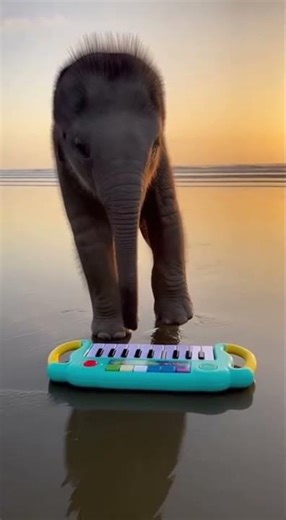 baby elephant vs a toy keyboard that plays one silly note 😂 #shorts