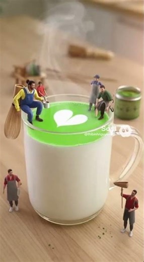 Matcha latte nhé các bạn tí hon
