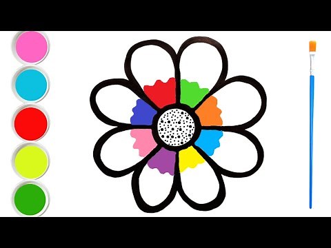 How to Draw a Flower Drawing and Coloring Glitter Easy | Drawing Flowers for Kids and Toddlers