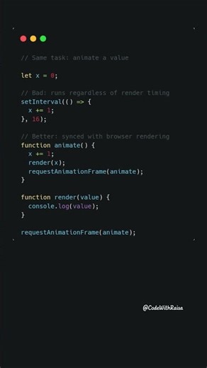 Stop using setInterval for UI updates #coding #javascript #shorts