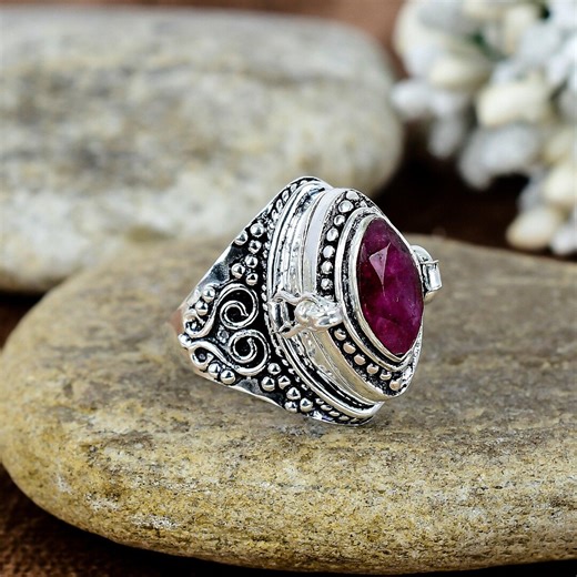 Handcrafted Sterling Silver Ruby Ring – Vintage Beaded Boho Jewelry - Etsy