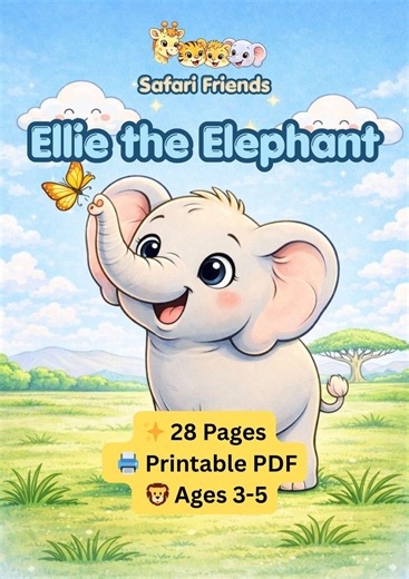 Ellie the Elephant Coloring Book, Safari Activity Pages for Toddlers (printable PDF) - Etsy