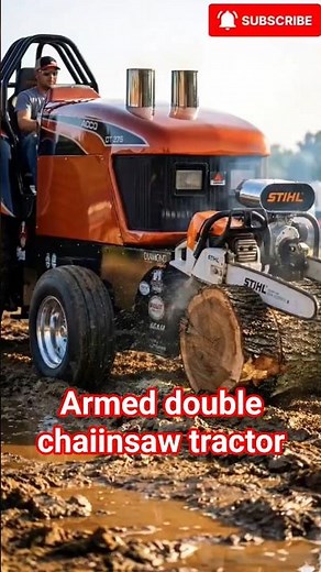 Wait… 🤯 This STIHL 4x4 Tractor Cuts Logs Like a Monster!#shorts#chainsaw#tractor#treecutting#wood