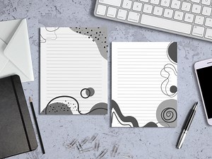 Abstract printable writing paper, 15 different designs, lined and unlined, US letter size