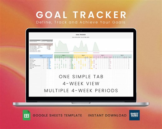 Goal Tracker Google Sheets Template - Etsy