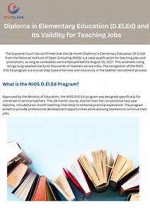 Diploma in Elementary Education (D.El.Ed) and Its Validity for Teaching Jobs - SlideServe