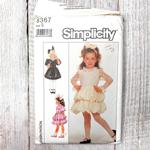 Little Girls Dress (size 5) 3 Styles Sewing Pattern: Vintage 1980s Simplicity 8367, Cut - Etsy