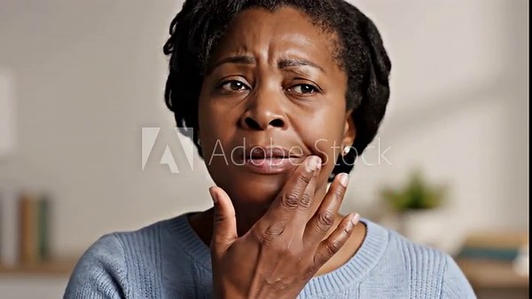 Woman Suffering From Pain Shows Various Facial Expressions of Discomfort and Distress