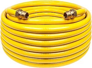 70ft 3/4'' Flexible Gas Line, CSST Corrugated Stainless Steel Tubing Pipe Kit, Natural Gas Line Propane Pipe Conversion Kit Grill Hose with 2 Male Adapter Fittings (70ft 3/4'')