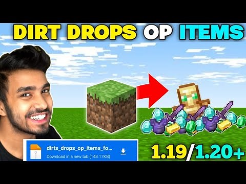 Minecraft but dirt drops op items download For pe 1.19/1.20 | Op loot Mod minecraft pe |